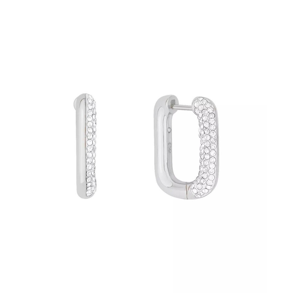 And Now This Clear Crystal Rectangular Shaped Hoop Earrings